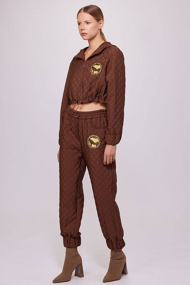 Kapitone Jogger Pantolon Taba - 1
