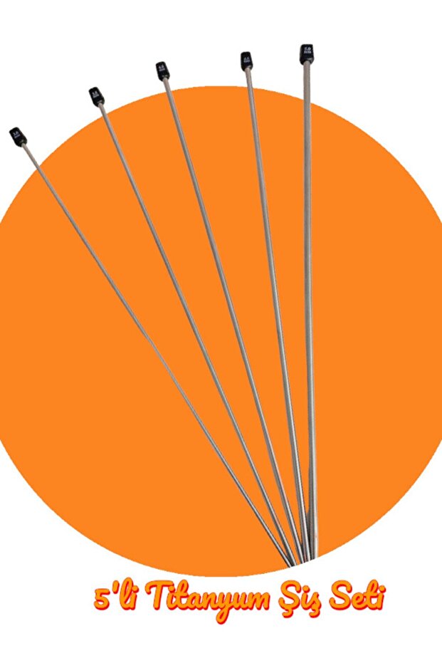 Sultan/yabalı Şiş Kutulu 5'li Titanyum Örgü Şişi Seti 35 Cm 3-3,5-4-4,5-5 Numara - 5