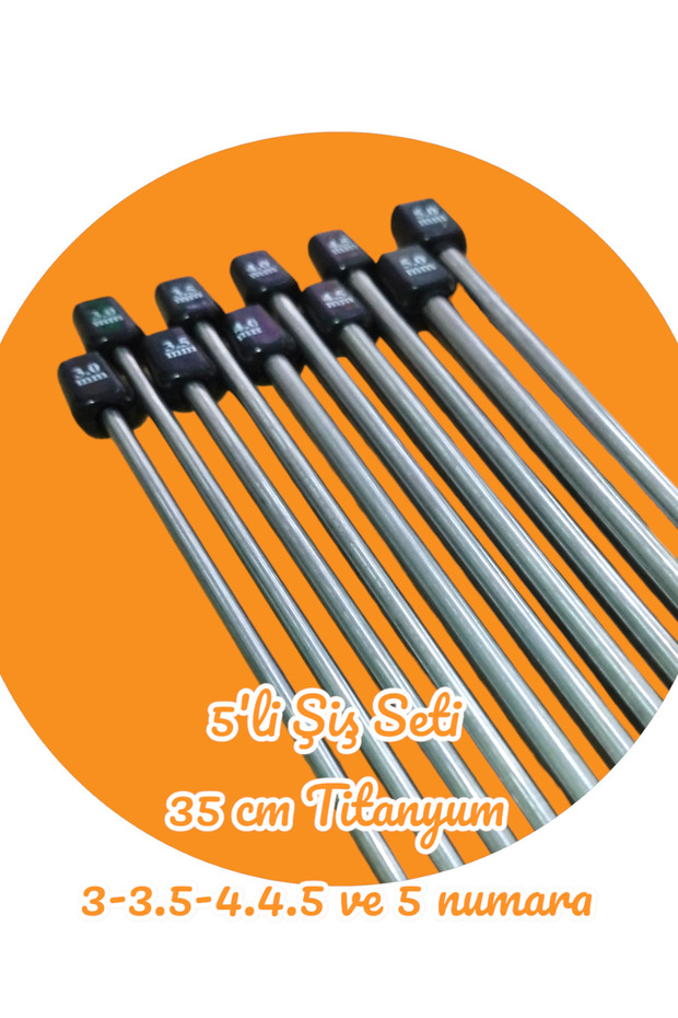 Sultan/yabalı Şiş Kutulu 5'li Titanyum Örgü Şişi Seti 35 Cm 3-3,5-4-4,5-5 Numara - 3