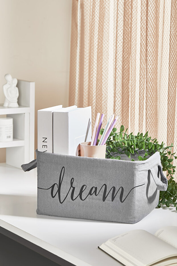 Large Rectangular Gray Basket - 21 X 30 X 18 cm - 1
