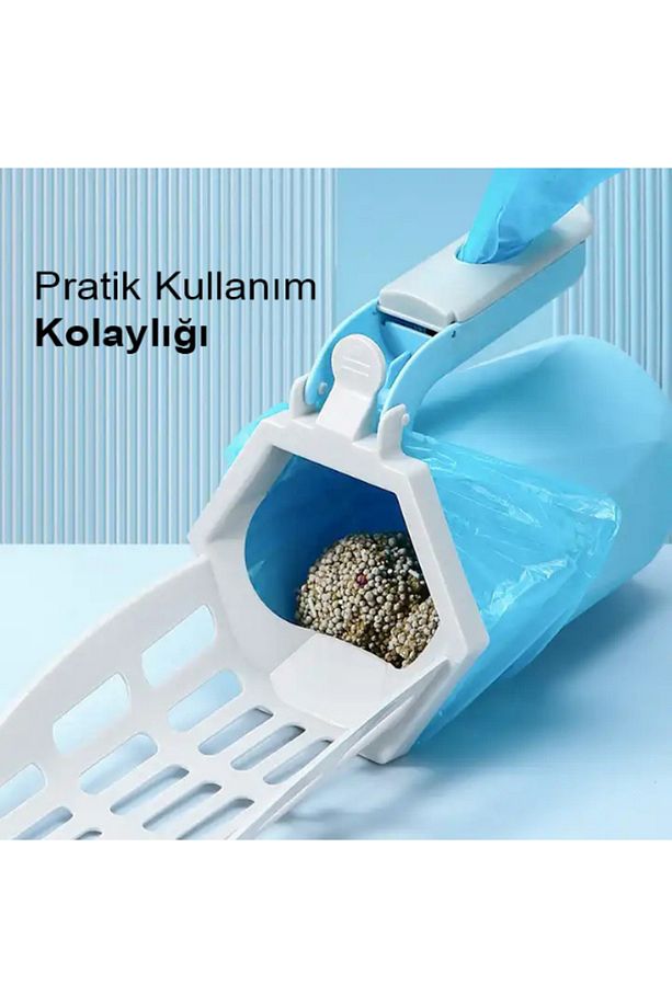 Yeni Nesil Elekli Poşet Hazneli Kedi Kumu Küreği - 5