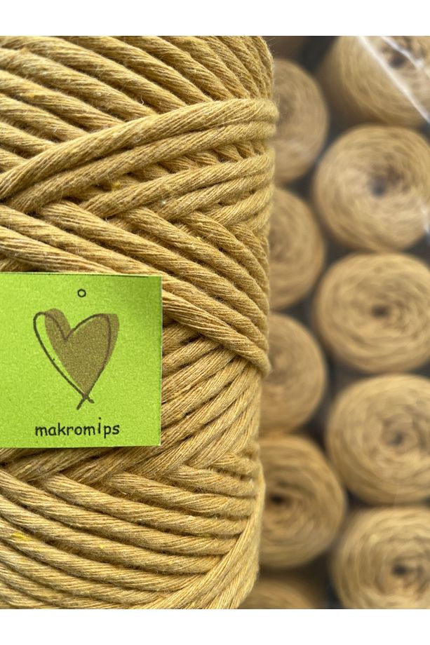 MAKROME İP ( 250 gr ) TEK BURGU TARAMA PAMUK İPİ AVİZE BARDAK ALTLIĞI DUVAR DEKORU - 2