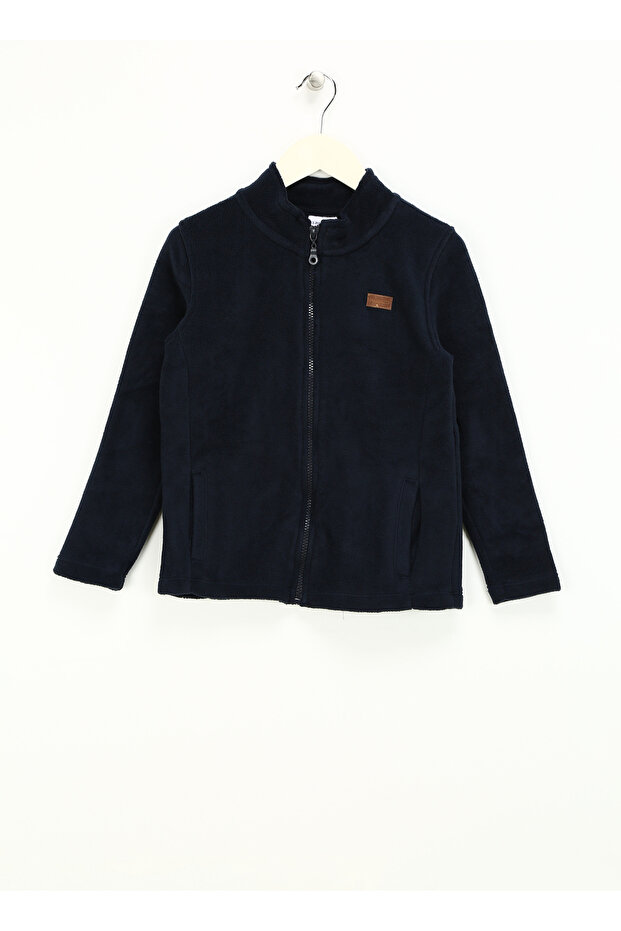 U.S. Polo Assn. Navy Blue Boy's Stand Collar Regular Fit Sweatshirt Hayro
