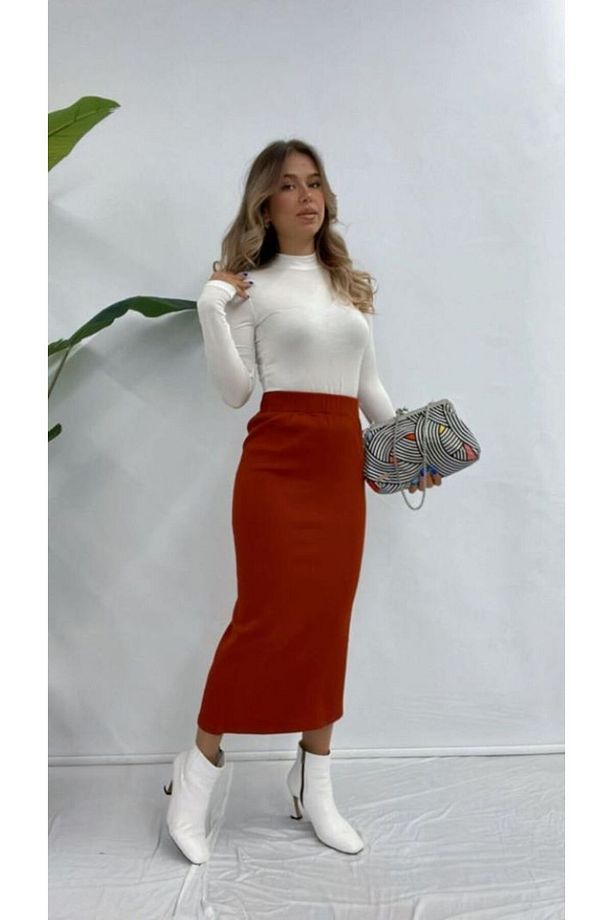 Yüksek Bel Triko Kalem Etek - 2