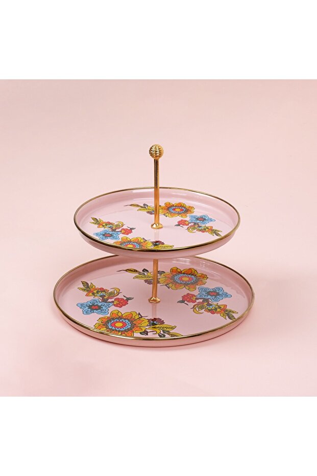 Lorena Pembe Emaye Katlı Kurabiyelik - 1