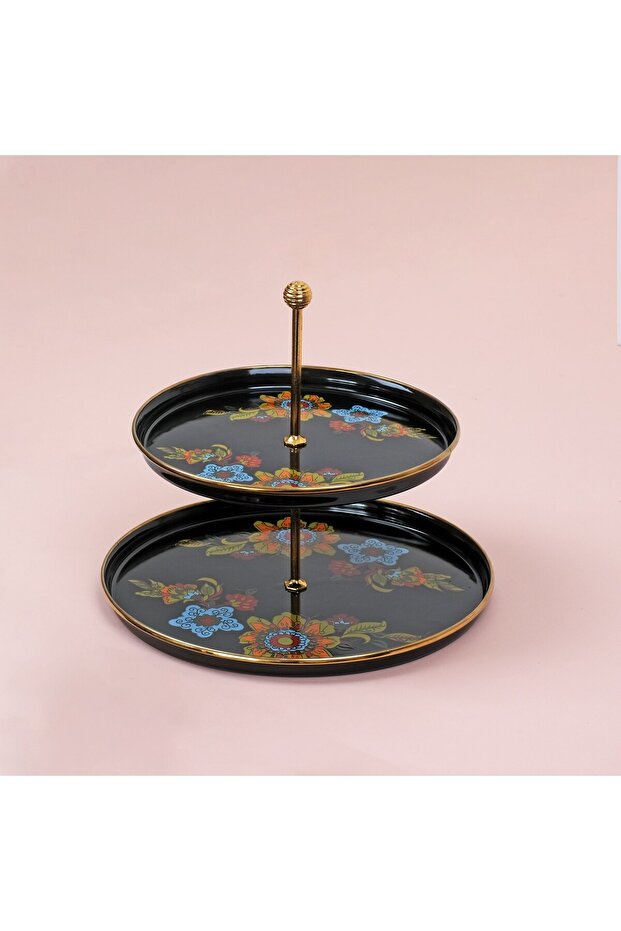 Lorena Siyah Emaye Katlı Kurabiyelik - 1