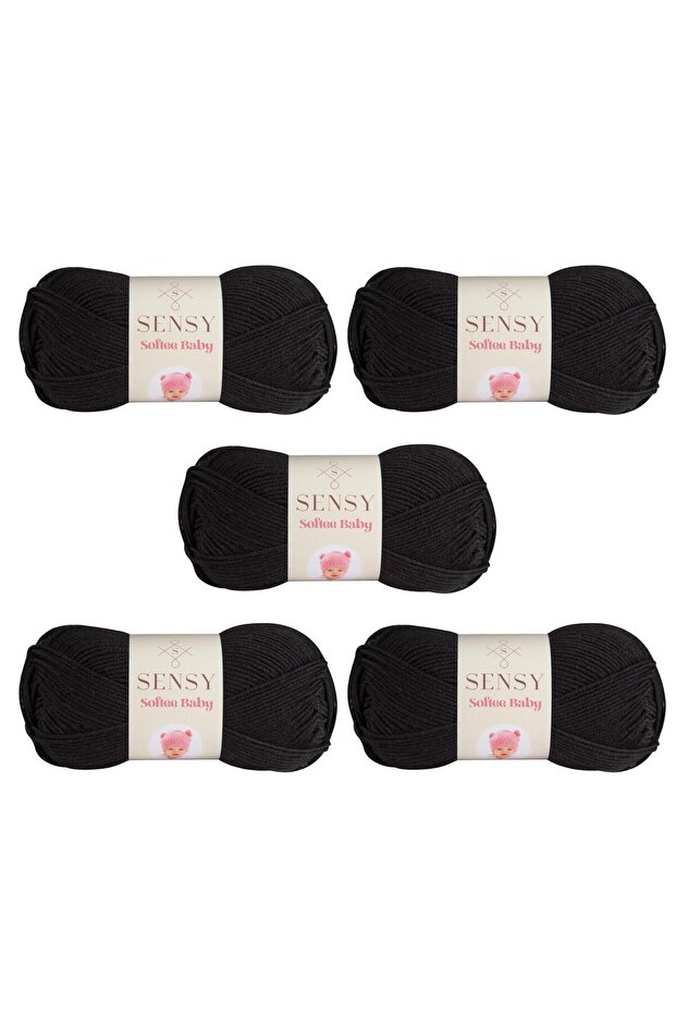 Softee Baby El Örgü İpi Battaniye İpi Bebek İpi Hırka Kazak İp Yelek İp Atkı Bere Patik İpi Siyah - 1