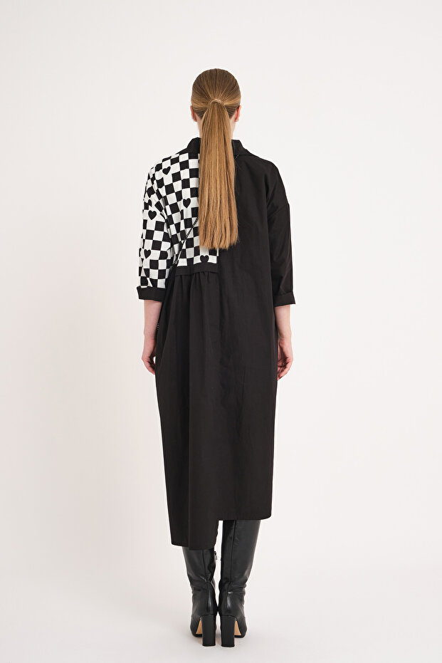 Dama Desenli Elbise - 3