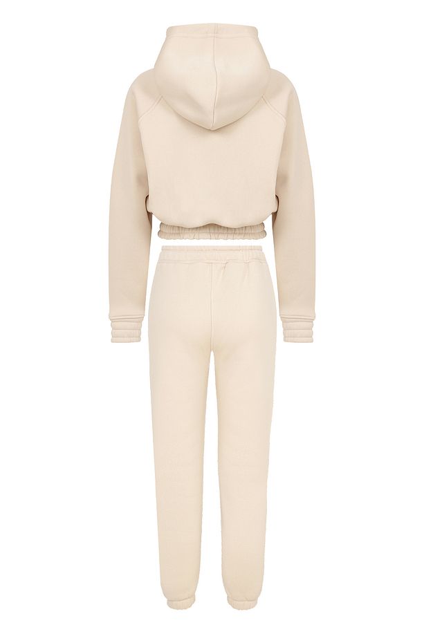 Eazy Kadın Basic Camel Lastikli Premium Kışlık Eşofman Takımı - 2
