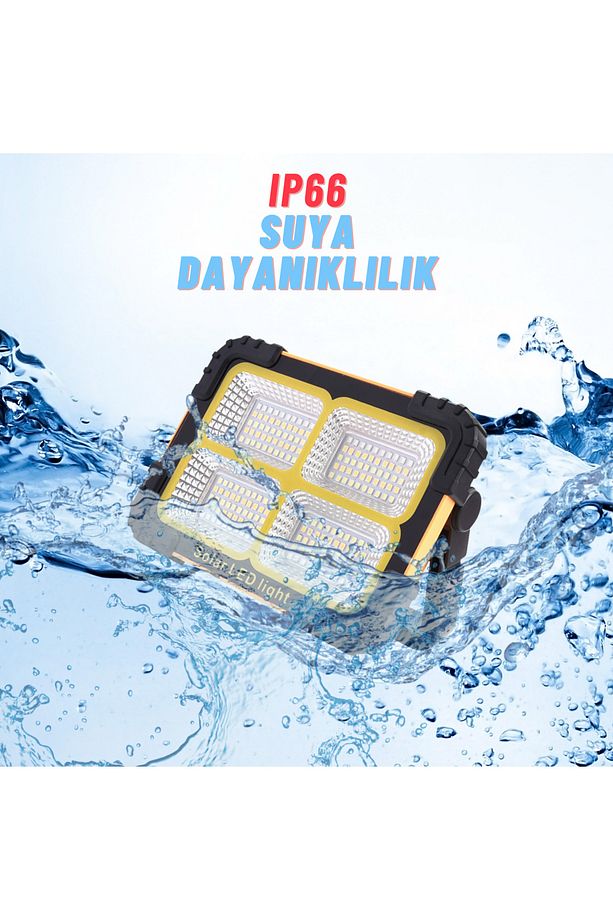 Taşınabilir Projektör 260 WATT Solar Led Çalışma Aydınlatma Çakarlı İkaz Lambası - 6