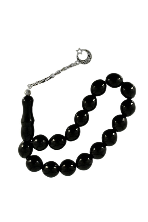 Crescent and Star Tasseled Oltu Stone EFE Rosary 13 x 15 mm
