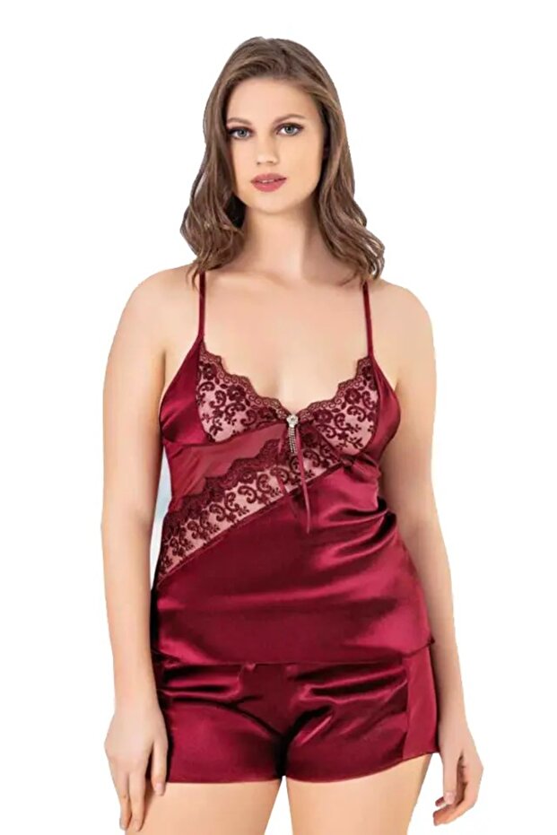 Plus Size Satin Shorts Set