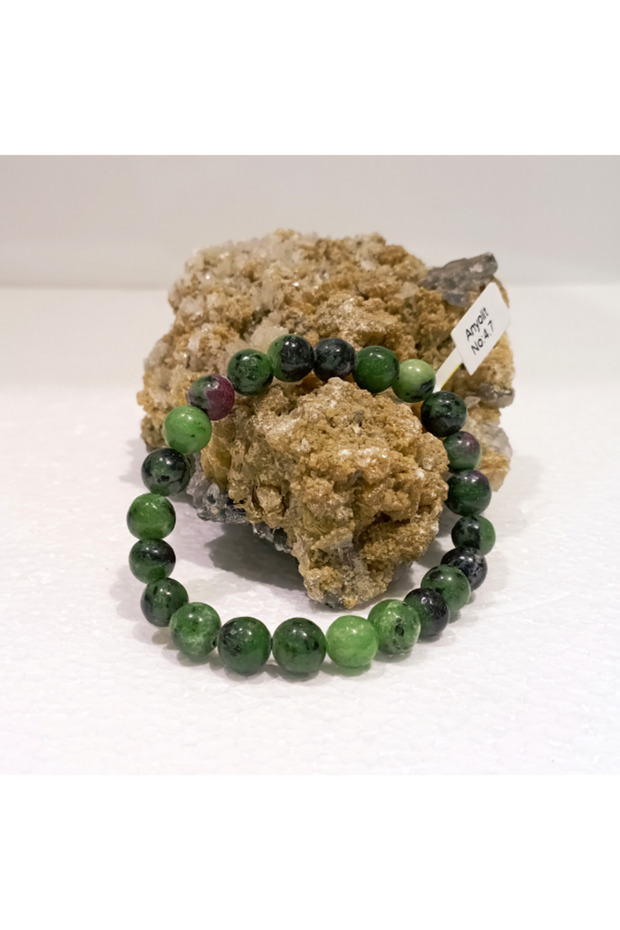 CERTIFIED ANYOLITE RUBY NATURAL STONE BRACELET 8 MM