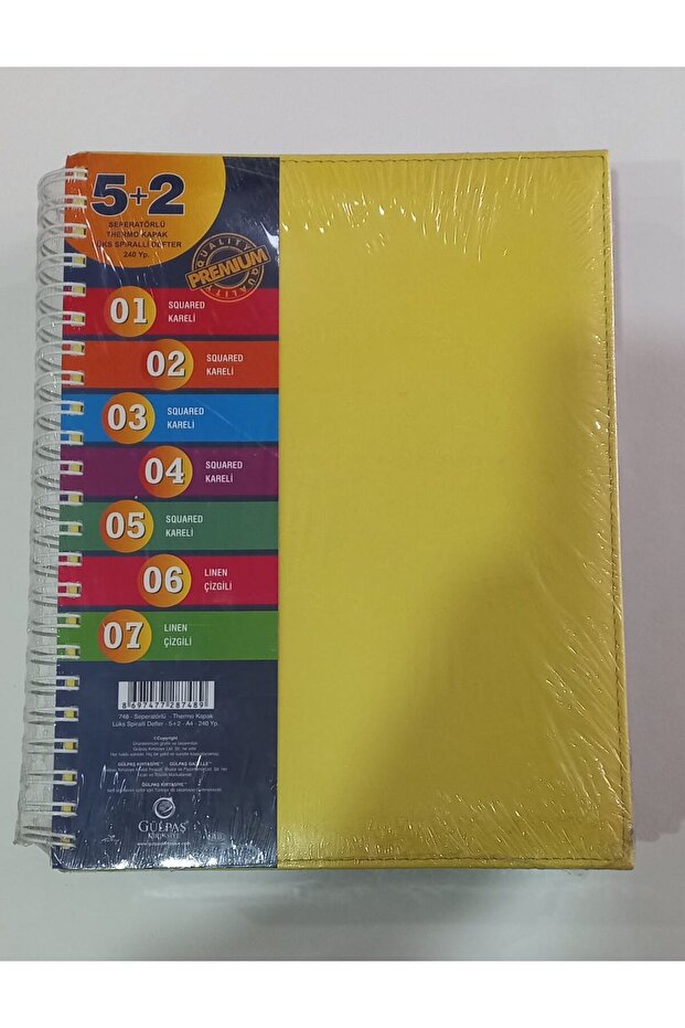 4+1 Bölümlü A4 Sipralli Ayraçlı Defter Lüx Termo Deri Kapak 160 yaprak asorti renkler - 2