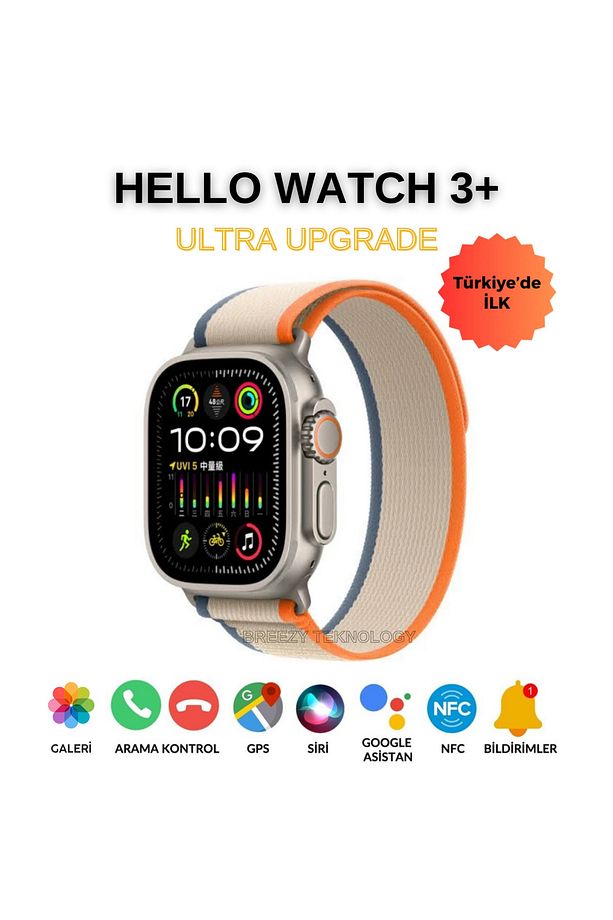 HELLO WATCH 3+ UPGRADE WATCH ULTRA AMOLED YAPAY ZEKA OYUN YÜKLEME İOS+ANDROİD AKILLI SAAT 49MM - 1