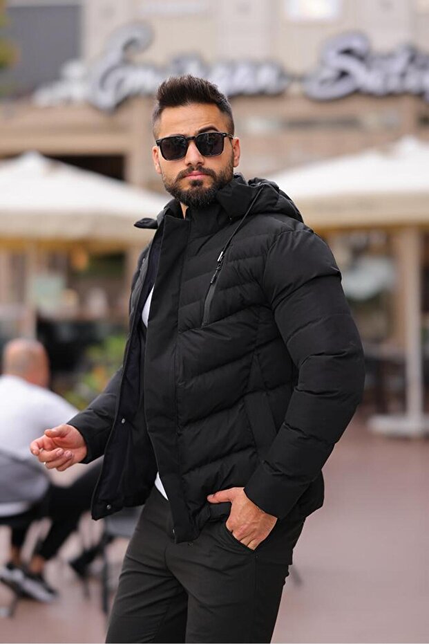 KAPÜŞONLU KIŞLIK ERKEK MONT - 5