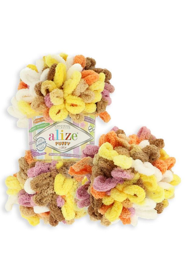 Puffy Color El Örgü Ipliği 5'li Paket 100 gr 9 mt Parmak Örgü Ipi - 1