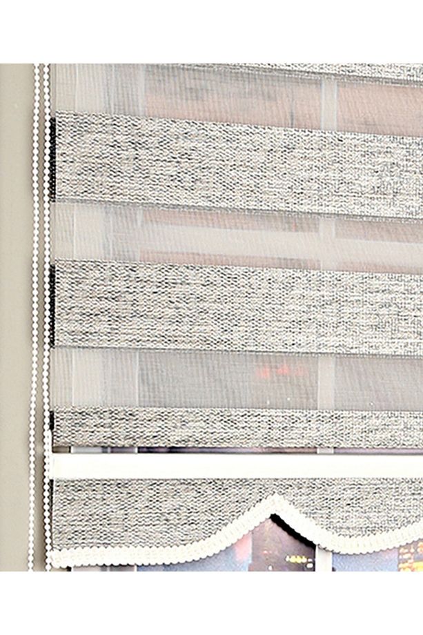 Dia Minimalist Tasarım Hasır Dokuma Keten Zebra Perde Alüminyum Kasalı Yüksek Kaliteli - Gri,Siyah - 5
