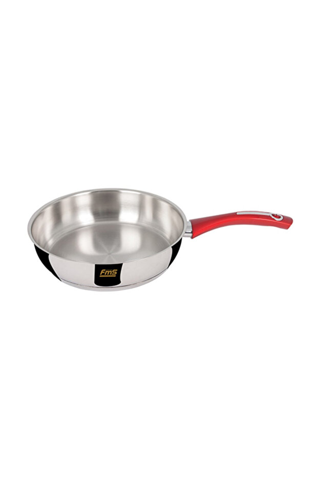 | Fms Ideal Steel Oil Pan 26 cm | Red Bakelite Handle | 18/10 Stainless Steel |
