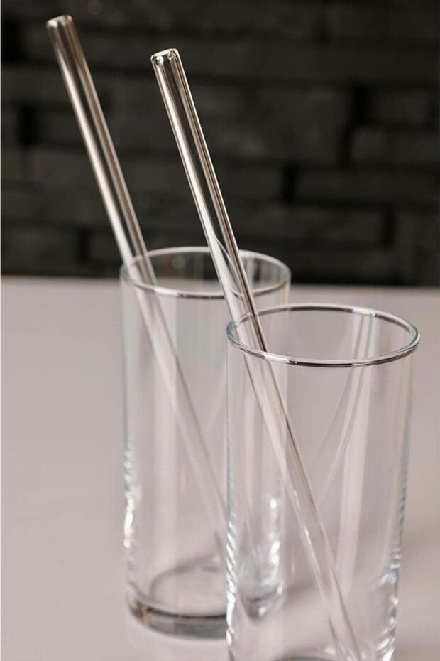 Şeffaf Düz Cam Pipet 2 li Pipet 20 cm Uzunluğunda Cam Pipet - 3