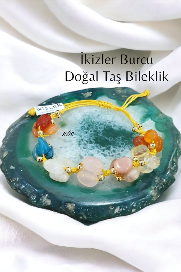 Gemini Natural Stone Bracelet Stylish Design (Moon, Pink, Agate, Apatite, Sun, Citrine)