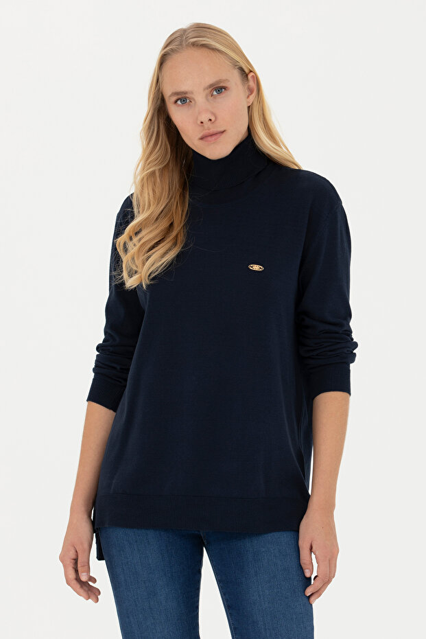 Kadın Siyah Basic Kazak - 3