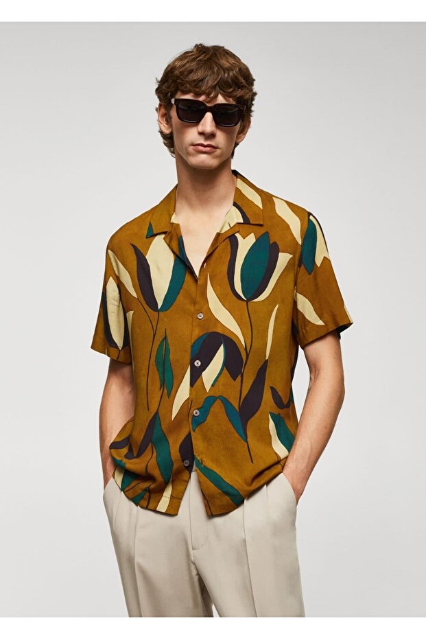 Desenli bowling yaka gömlek - 1