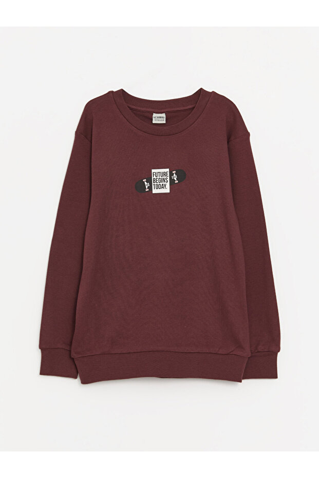 Crew Neck Printed Long Sleeve Boys' T-Shirt
