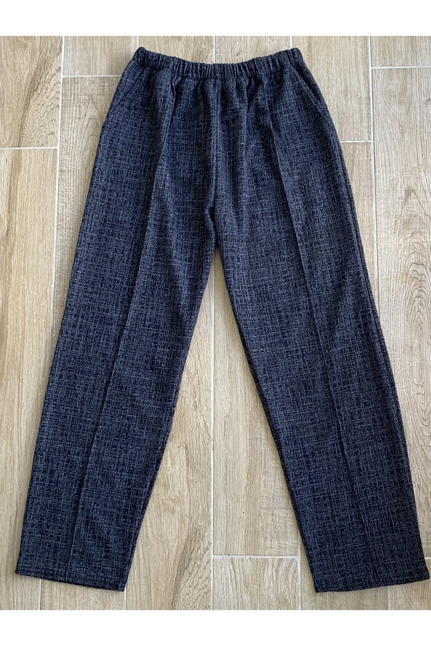Plus Size Winter Woolen Double Pocket Mom Pants