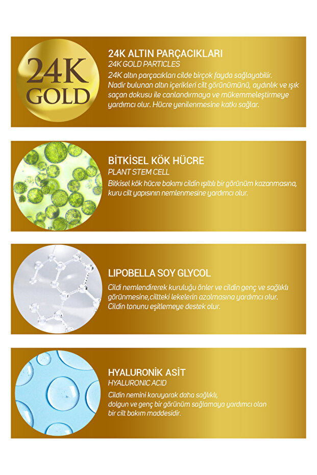 24K Altın Parçacıklı Yaşlanma Karşıtı Bakım Serumu 30 ml - 3
