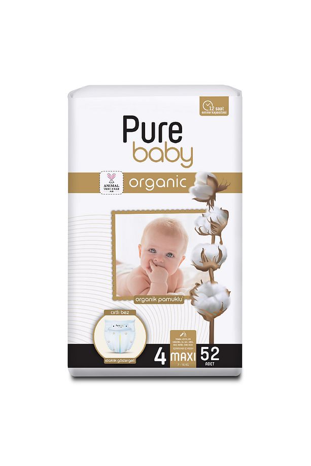 Organik Pamuklu Cırtlı Bez Tekli Paket 4 Numara Maxi 52 Adet - 2