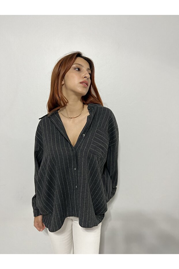 ANTRASİT ÇİZGİLİ GÖMLEK - 3