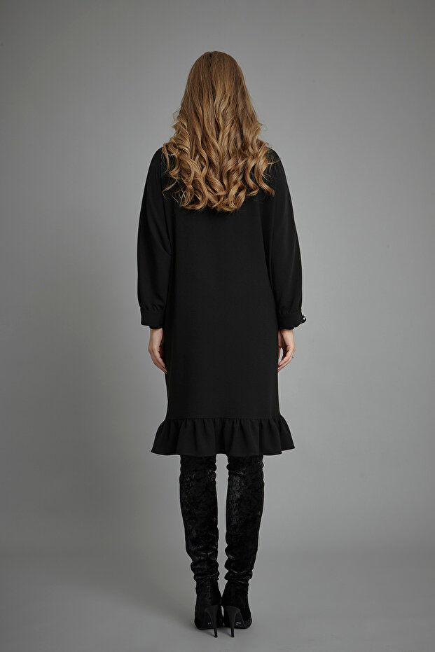 Manşet İşlemeli Elbise - 3