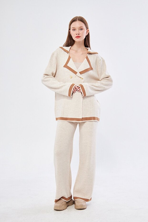 Buttoned Double Knitwear Set