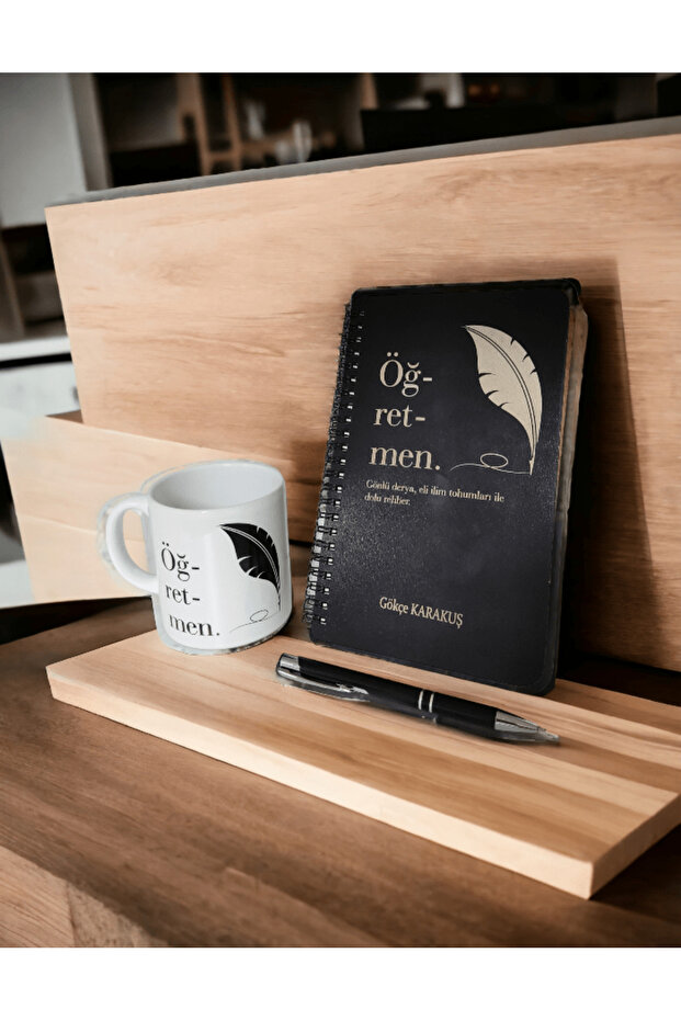 Teacher's Day Gift Wooden Cover Notebook with Pen and Cup Set
