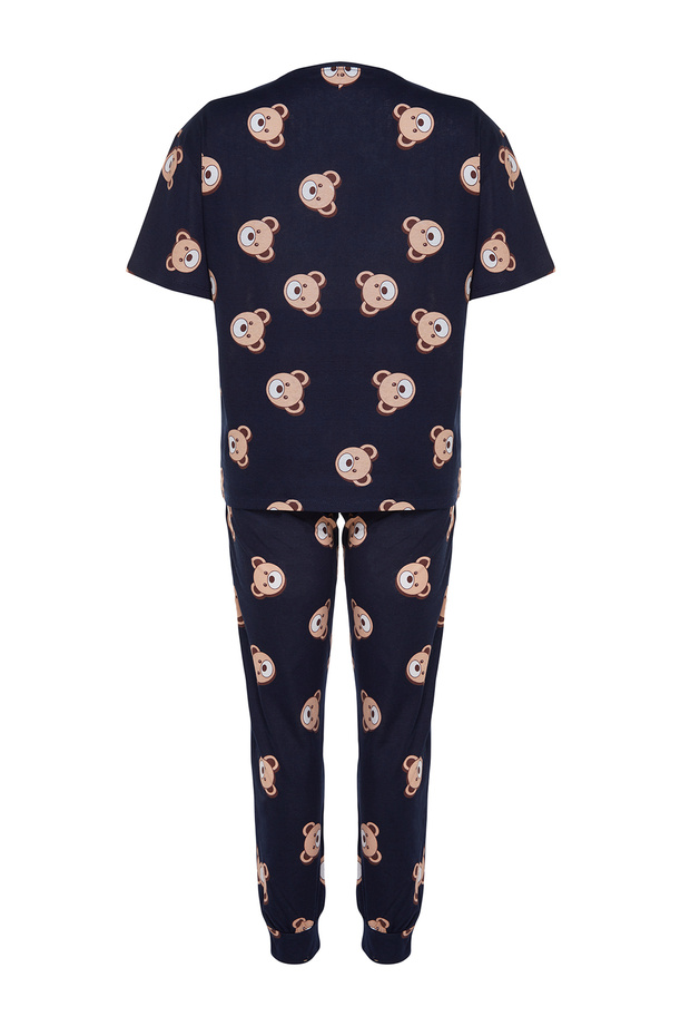 Lacivert Ayıcık Desenli Örme Pijama Takımı TBBAW23AI00039 - 9