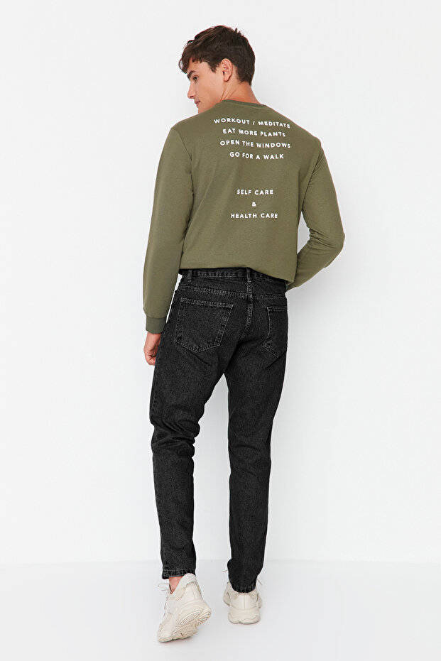 Antrasit Smoke Relax Fit Boyfriend Jeans Kot Pantolon TMNAW23JE00043 - 11