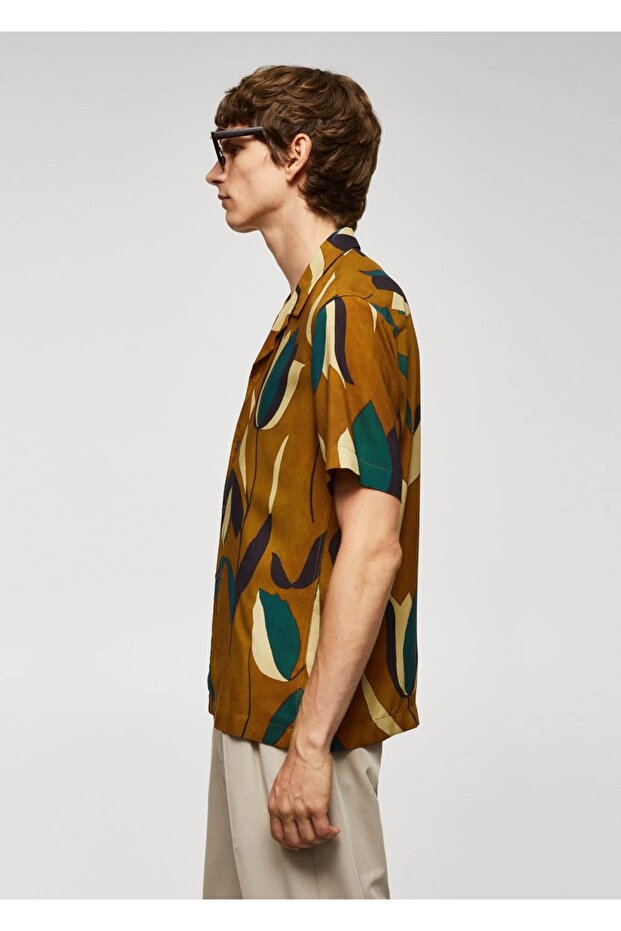 Desenli bowling yaka gömlek - 5