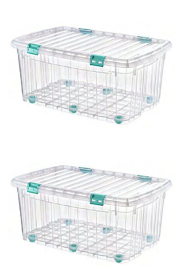 2 Adet 90 Litre Mega Multi Box Şeffaf Saklama Kutusu - E-520-2 - 1