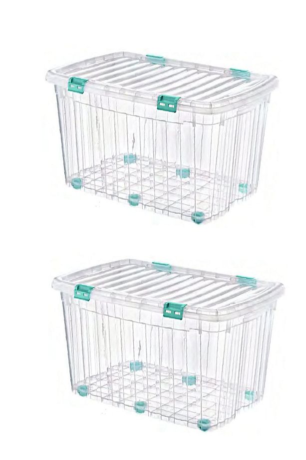 2 Adet 120 Litre Mega Multi Box Plastik Saklama Kutusu (şeffaf ) - E-522-2 - 1