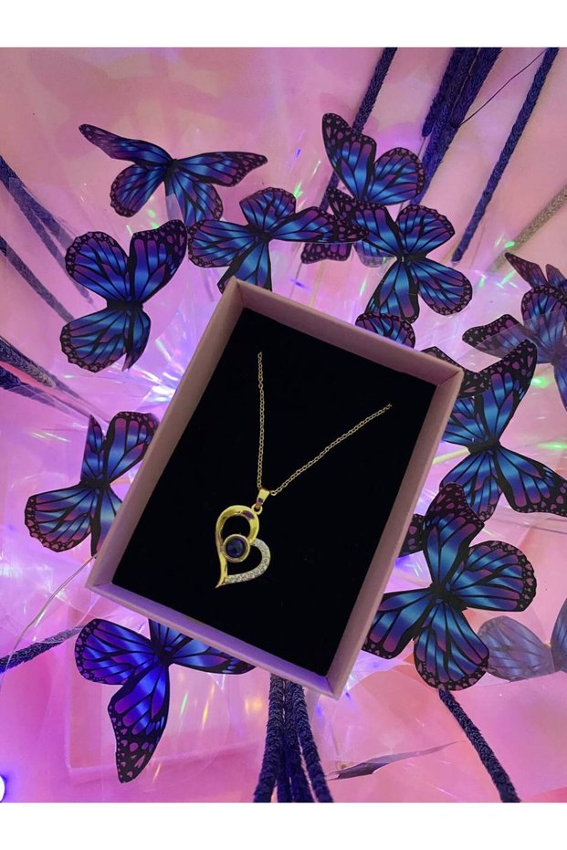 316L Steel 100 Languages I Love You You Necklace Heart Shape Gold Color Does Not Tarnish Rustless