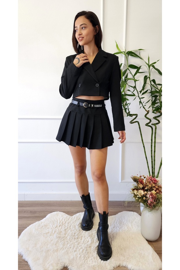 SINGLE BUTTON CROP JACKET - 1