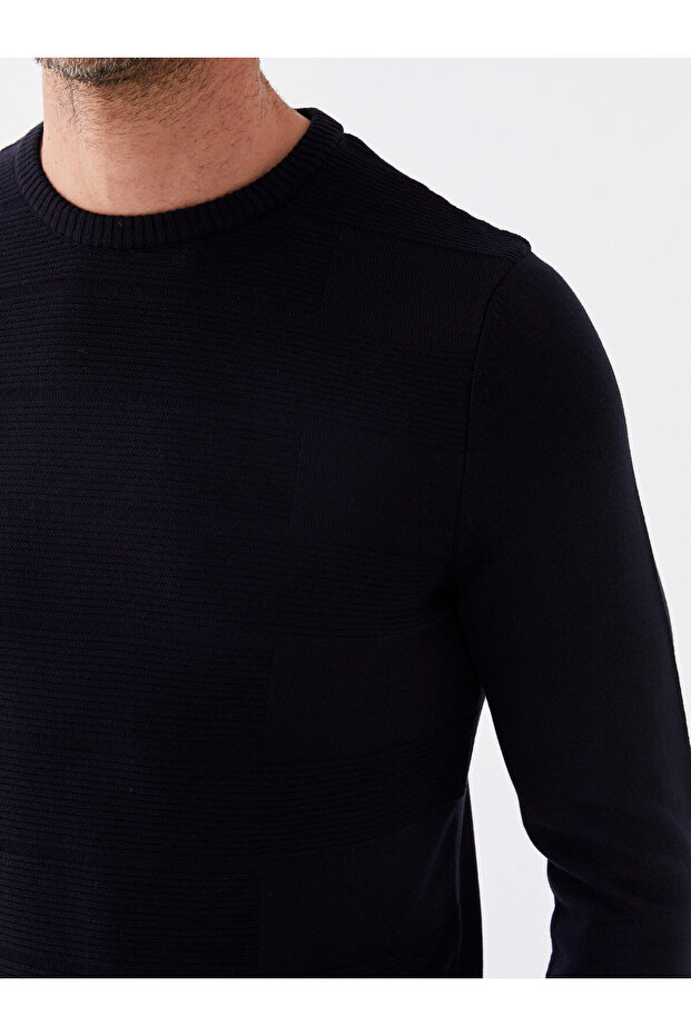 Herren-Strickpullover mit Rundhalsausschnitt und langen Ärmeln – W3hd14z8 - 4