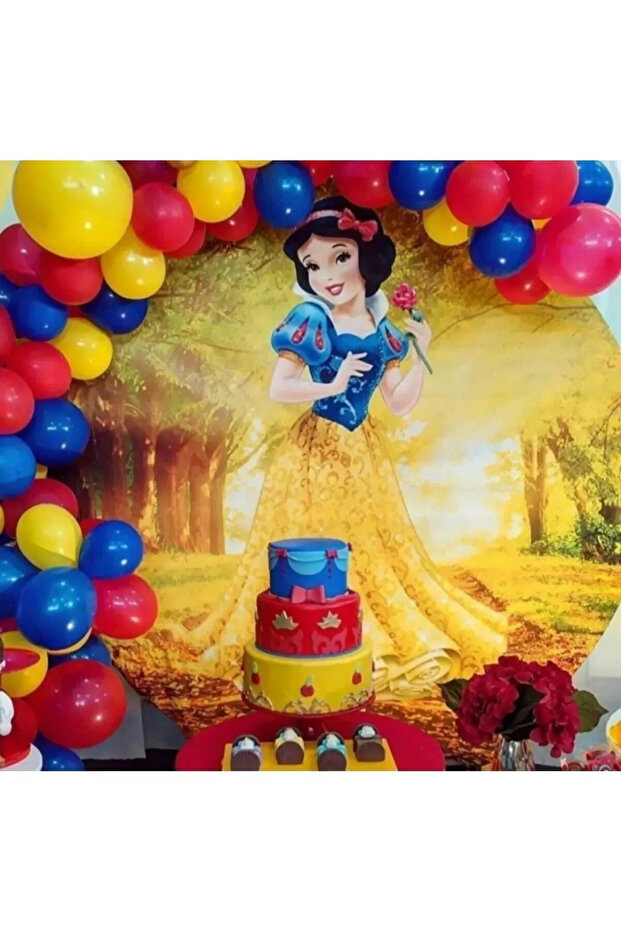 Snow White 60 Pieces Balloon Bunch Concept Balloon Set Red - Dark Blue - Yellow