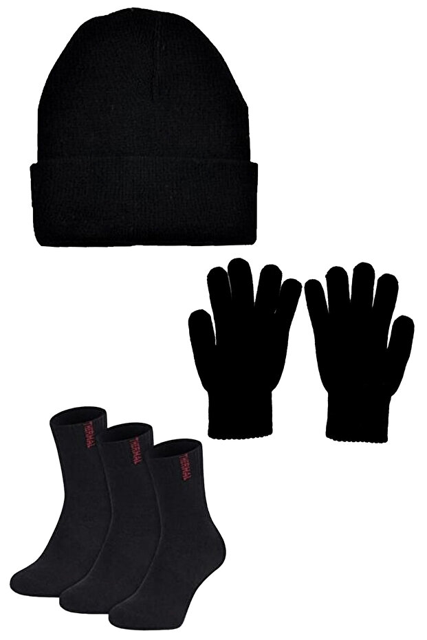 Set of 5 Knitted Beanie Gloves and Socks