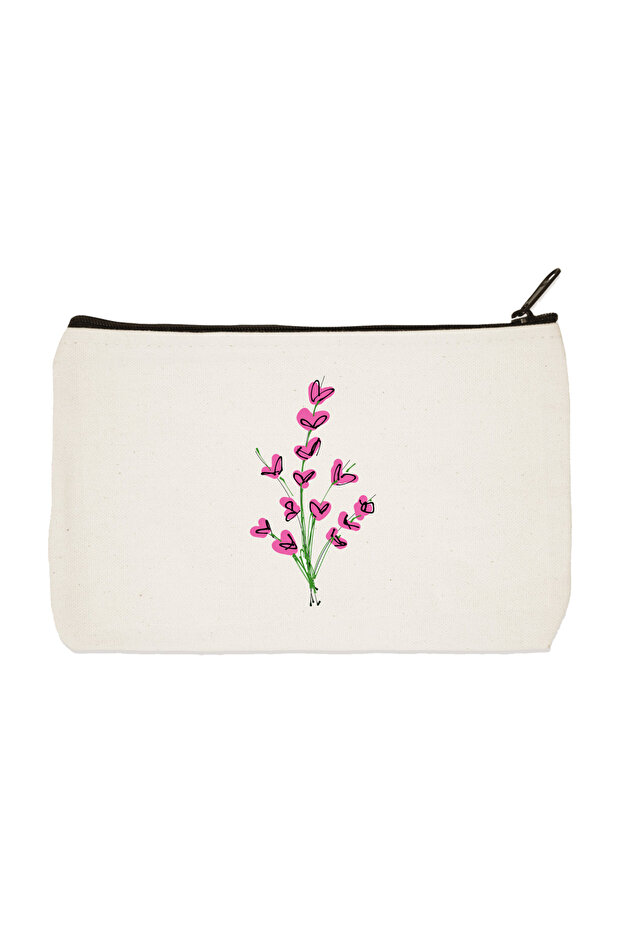 Heart Flower Printed Cloth Makeup Bag, Pen Holder, Handbag