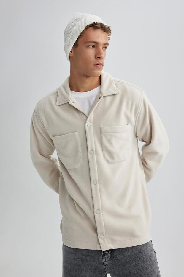 Relax Fit Polar Basic Düz Uzun Kollu Gömlek A4782ax23wn - 5