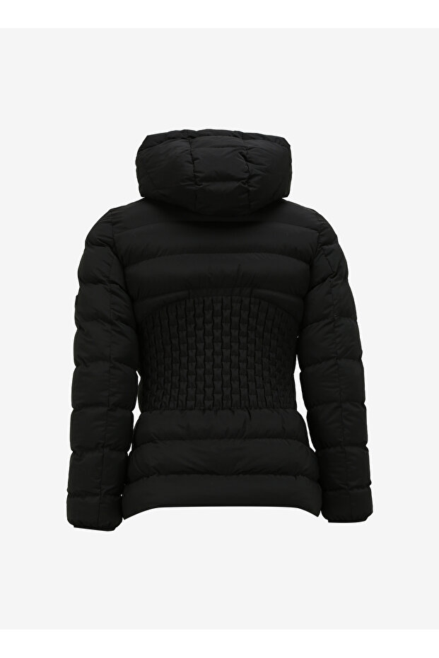 Siyah Kadın Kapüşon Yaka Basic Kapitone Mont D3WL-MNT8 - 2