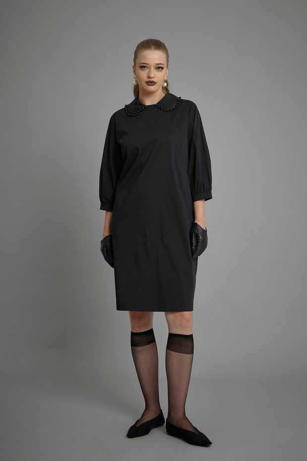 İnci Işlemeli Pamuklu Elbise - 4