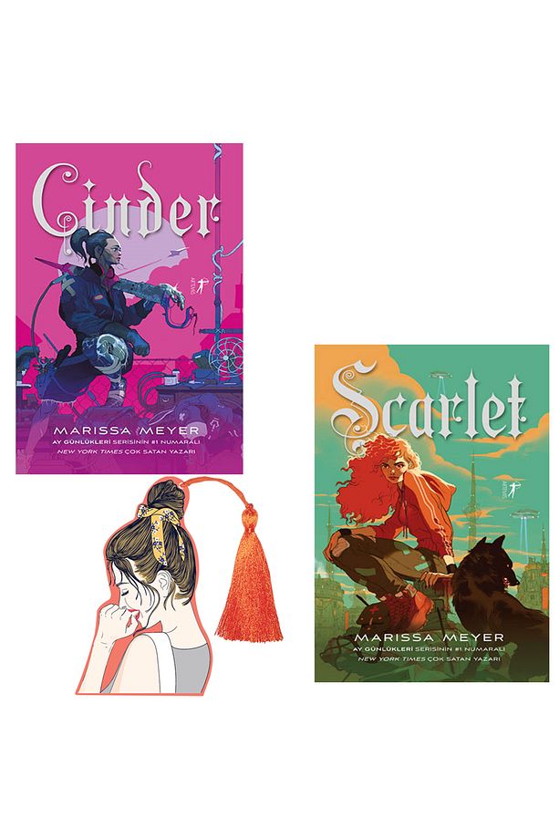 Marissa Meyer - Ay Günlükleri Serisi - Cinder - Scarlet - 1 Ve 2. Kitap -3boyutlu Tasarım Ayraç - 1